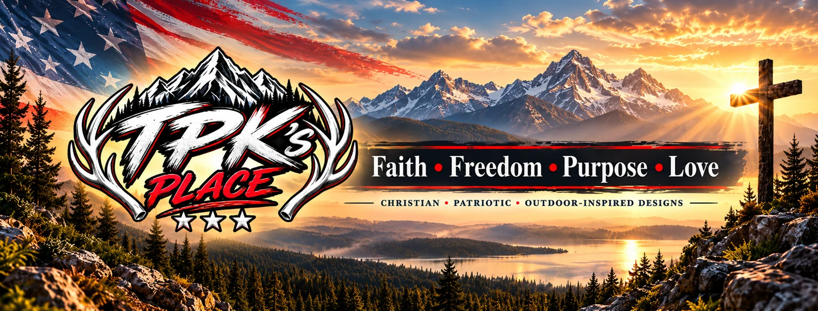 TPK's Place faith, freedom, purpose, love landscape banner